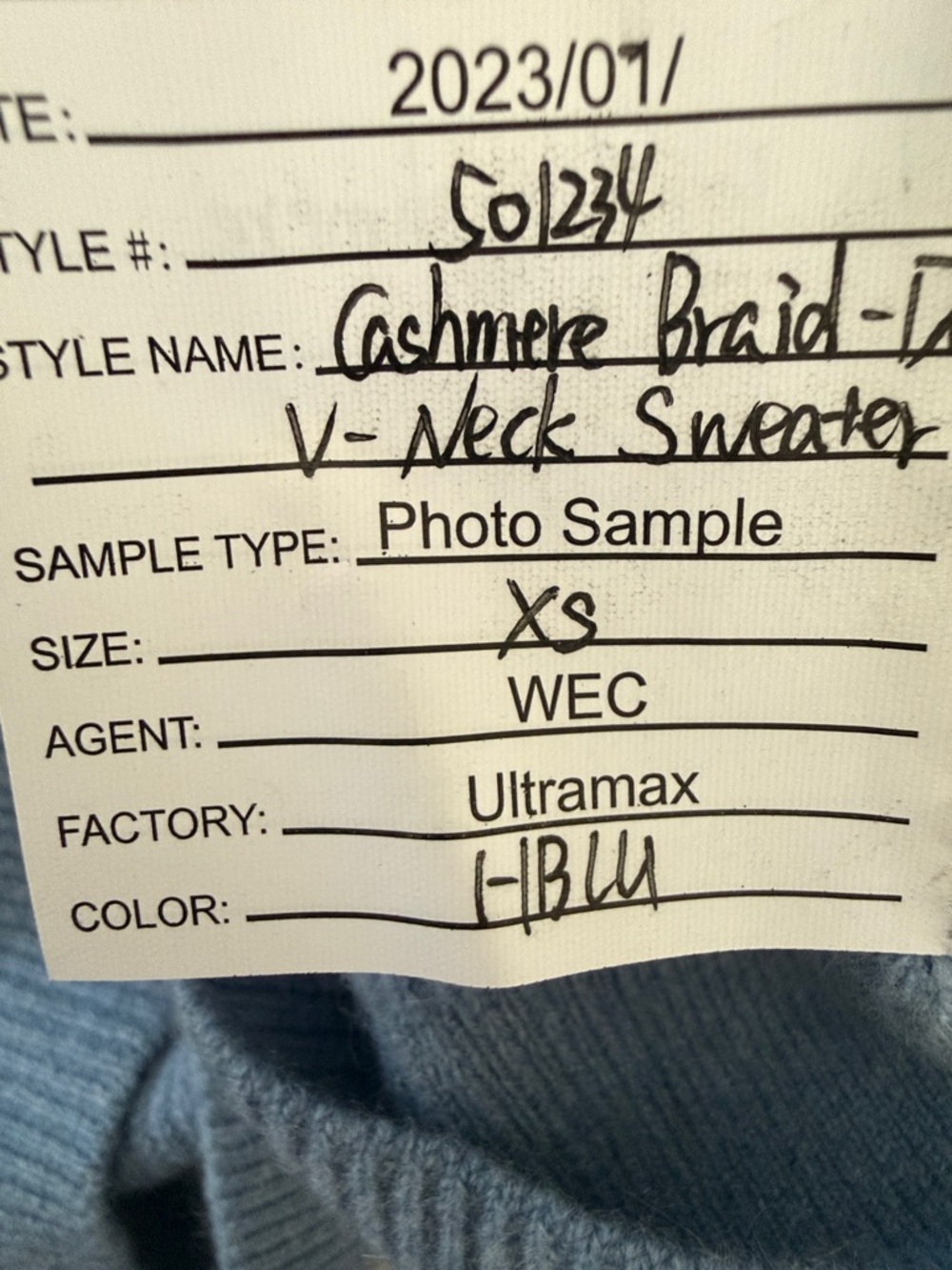 Garnet Hill Blue V-Neck Women's Sweater - Picture 5 of 5